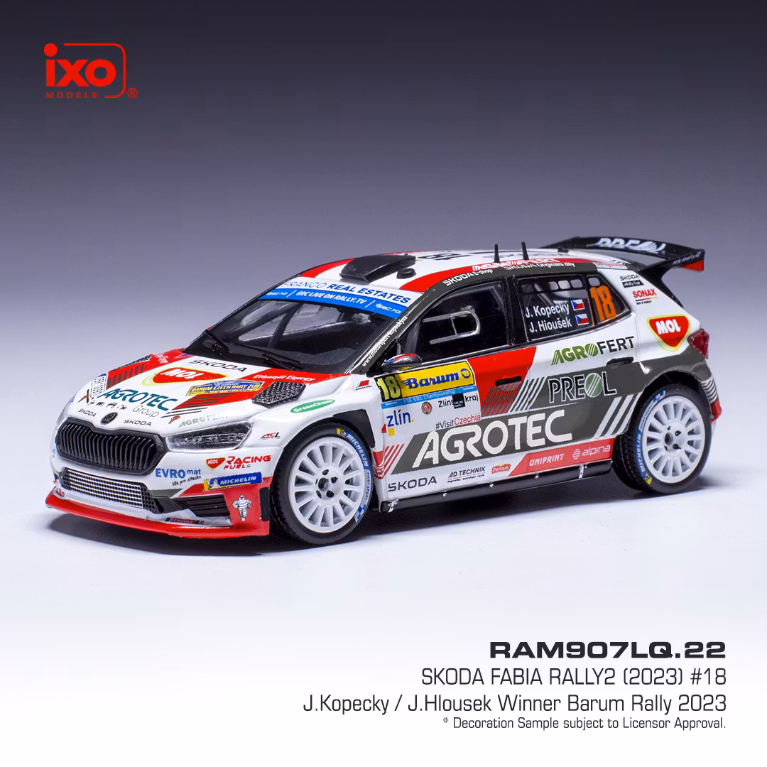 Skala 1/43 - Skoda Fabia Rally2 Winner Barum Rally 2023 fr IXO Models (RAM907LQ.22)