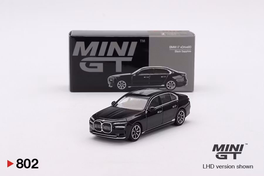 Skala 1/64 BMW i7 xDrive60 Black Sapphire fr MINI GT (802)