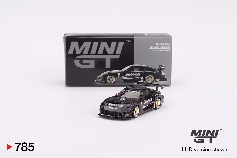 Skala 1/64 MAZDA RX-7 LB-Super Silhouette Liberty Walk Black fr MINI GT (785)