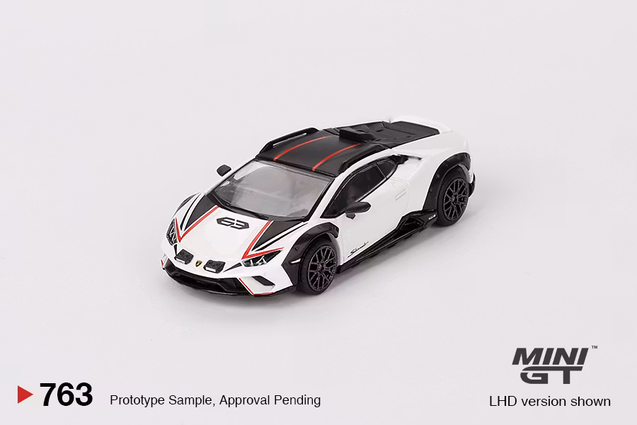 Skala 1/64 Lamborghini Huracán Sterrato Bianco Asopo fr MINI GT (763)