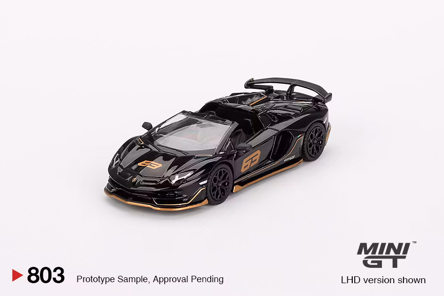 Skala 1/64 Lamborghini Aventador SVJ 63 Roadster Nero Aldebaran fr MINI GT (803)