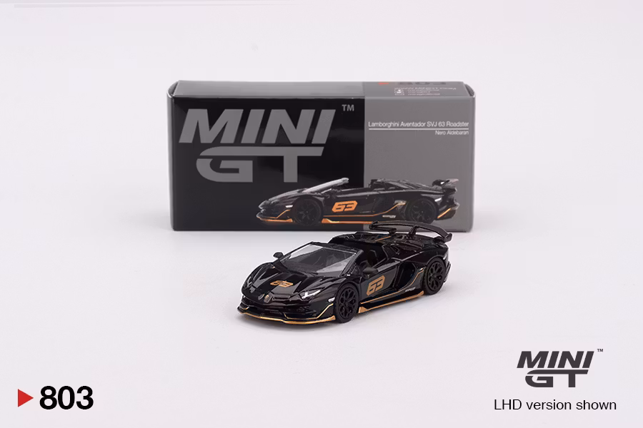 Skala 1/64 Lamborghini Aventador SVJ 63 Roadster Nero Aldebaran fr MINI GT (803)