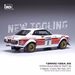 Skala 1/18 Toyota Celica 2000 GT (RA21) RAC Rally 77 Mikkola/Hertz fr IXO Models