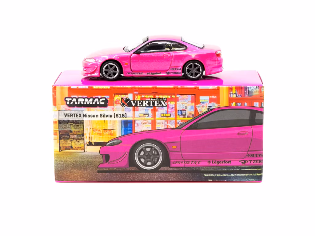 Skala 1/64 Nissan Silvia S15 Pink Metallic fr TARMAC WORKS