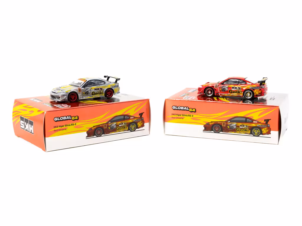 Skala 1/64 HKS Hiper Silvia RS-2 Chrome Red - Tokyo Auto Salon 2025 Special Edition fr TARMAC WORKS