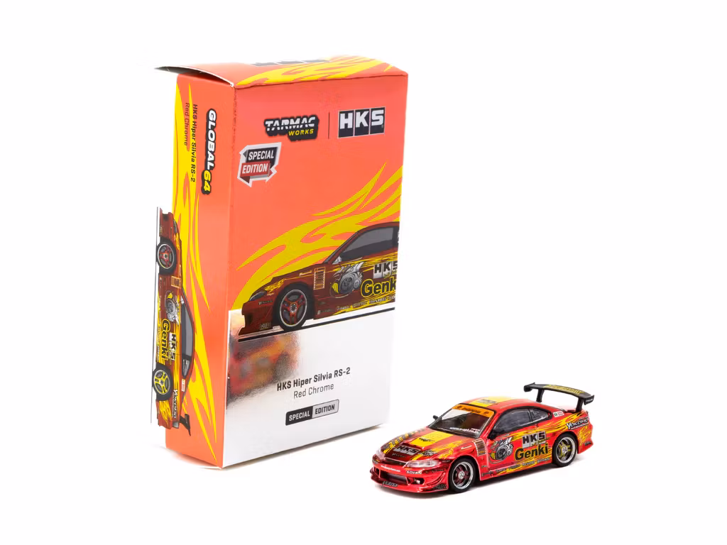 Skala 1/64 HKS Hiper Silvia RS-2 Chrome Red - Tokyo Auto Salon 2025 Special Edition fr TARMAC WORKS
