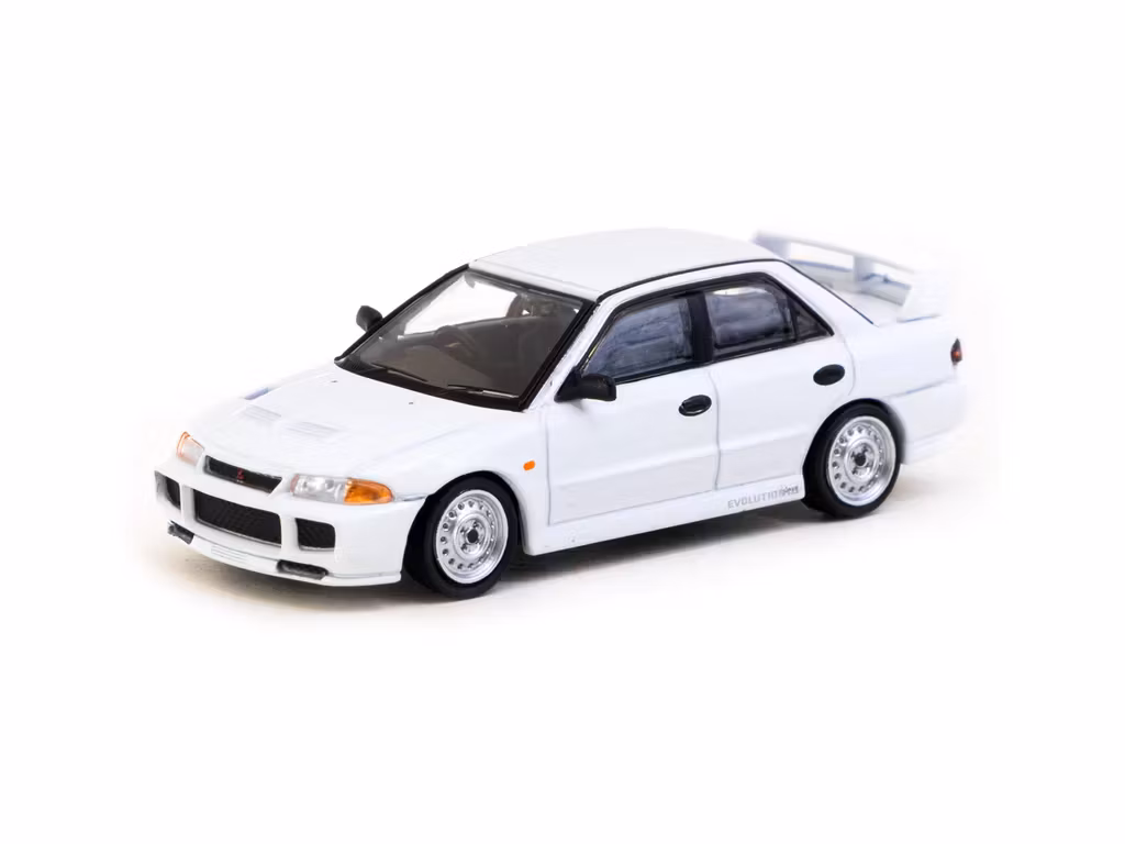 Skala 1/64 Mitsubishi Lancer RS  Evolution III White - Lamley Special Edition fr Tarmac Works