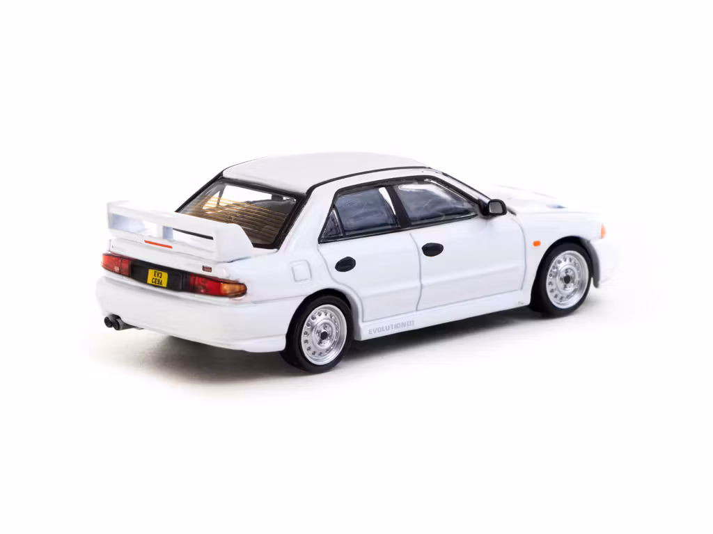 Skala 1/64 Mitsubishi Lancer RS  Evolution III White - Lamley Special Edition fr Tarmac Works