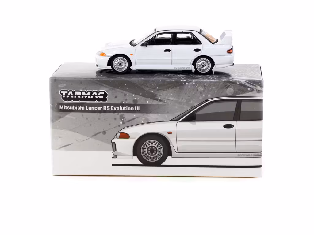 Skala 1/64 Mitsubishi Lancer RS  Evolution III White - Lamley Special Edition fr Tarmac Works