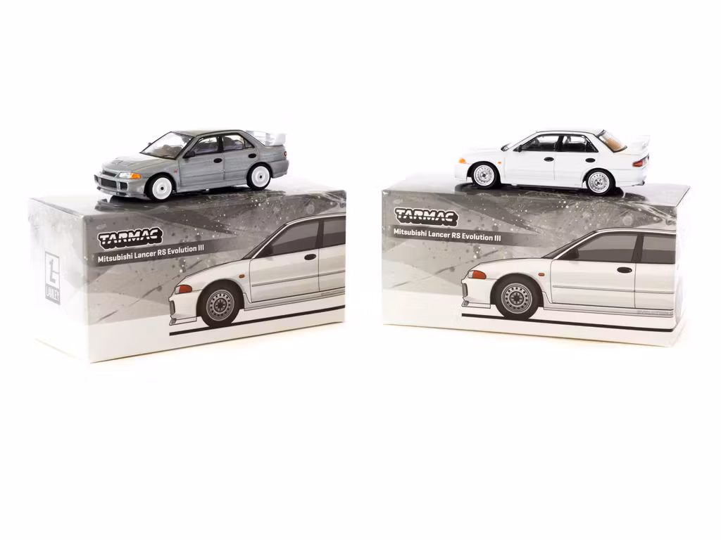 Skala 1/64 Mitsubishi Lancer RS  Evolution III White - Lamley Special Edition fr Tarmac Works