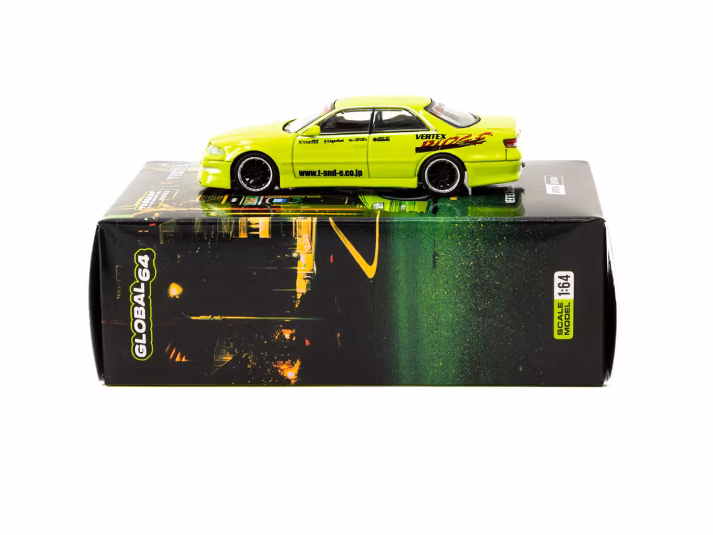 Skala 1/64 VERTEX Toyota Mark II JZX100 Light Green - Tokyo Auto Salon 2025 Special Edition fr Tarmac Works