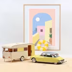 Skala 1/18 Citroën DS 19 1960 Jonquille Yellow + Caravan Digue Panoramic fr Norev