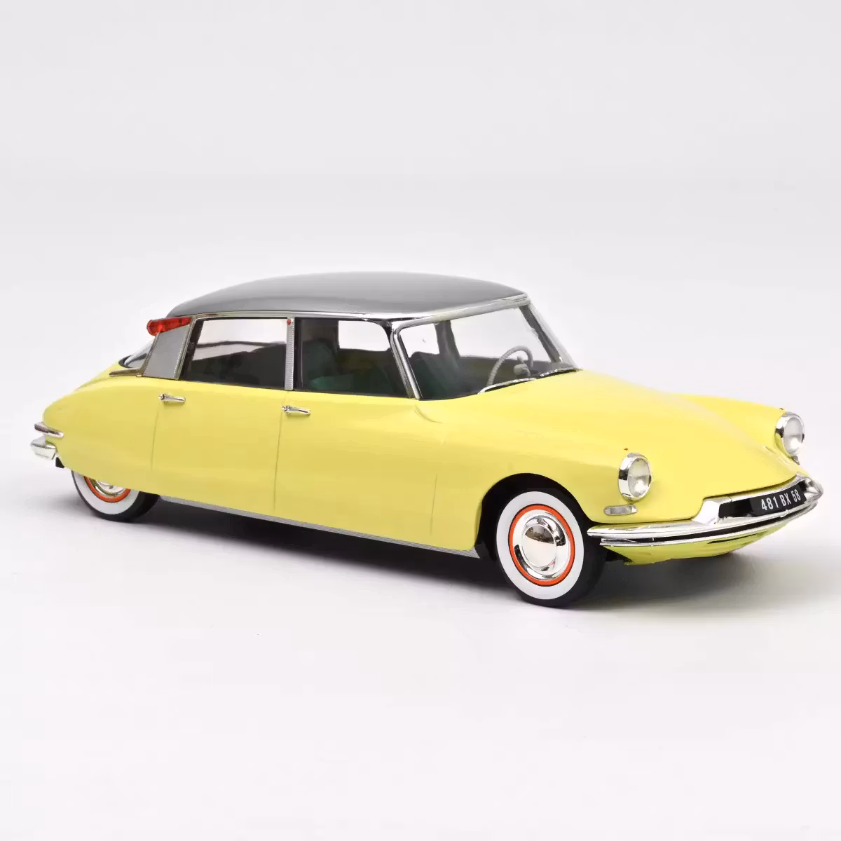 Skala 1/18 Citroën DS 19 1960 Jonquille Yellow + Caravan Digue Panoramic fr Norev