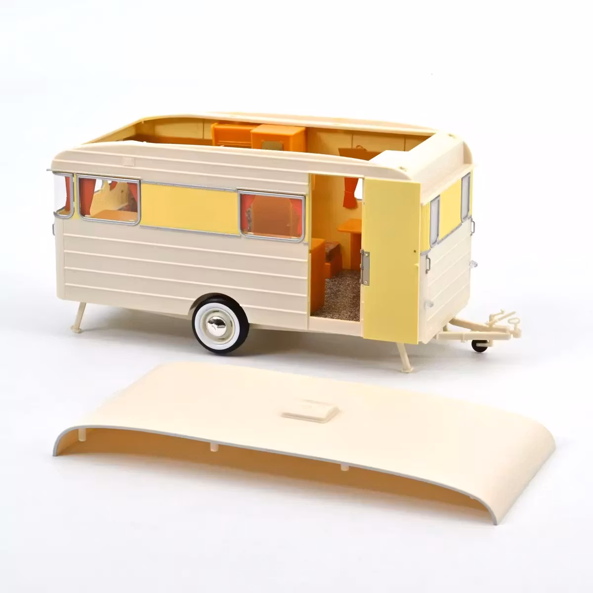 Skala 1/18 Citroën DS 19 1960 Jonquille Yellow + Caravan Digue Panoramic fr Norev