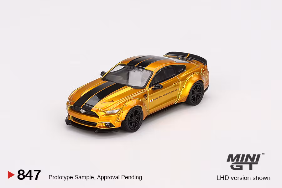 Skala 1/64 LB-WORKS FORD MUSTANG LB Gold fr MINI GT (GT847)