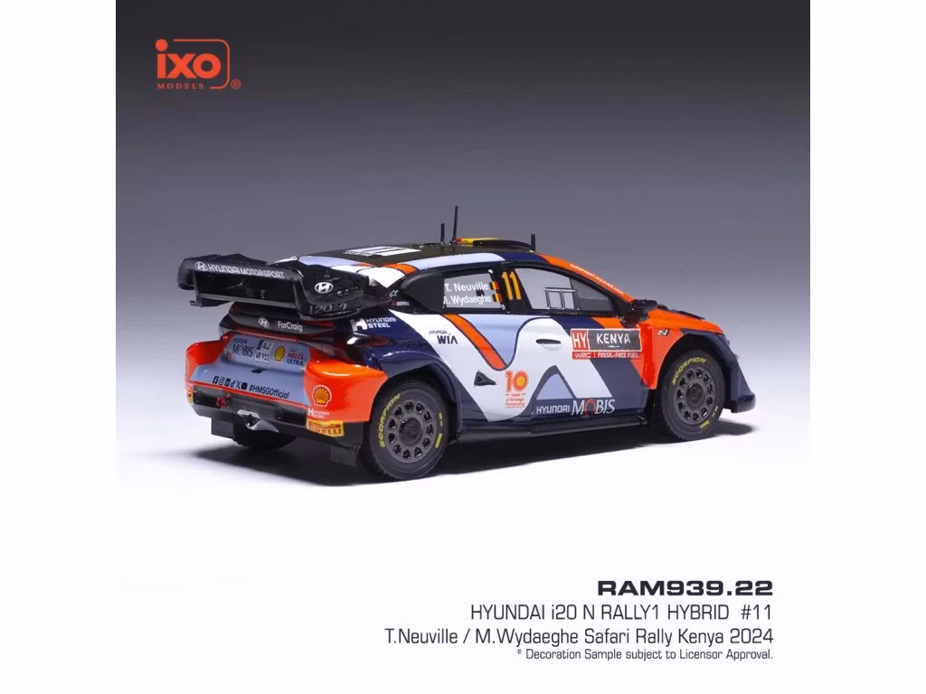 Skala 1/43 Hyundai i20 N Rally1 Hybrid #11 Safari Rally Kenya 2024 fr IXO Models RAM939.22