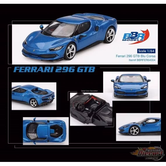 Skala 1/64 Ferrari 296 GTB Blu Corsa fr BBR Models (BBRFER64004)