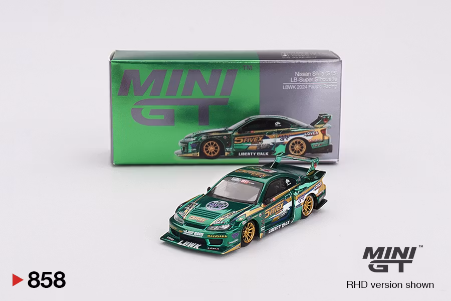 Skala 1/64 Nissan LB-Super Silhouette S15 SILVIA LBWK 2024 Fausto Racing fr MINI GT (858)