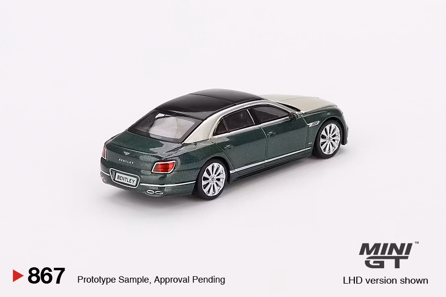 Skala 1/64 Bentley Flying Spur White Sand Verdant fr MINI GT (867)