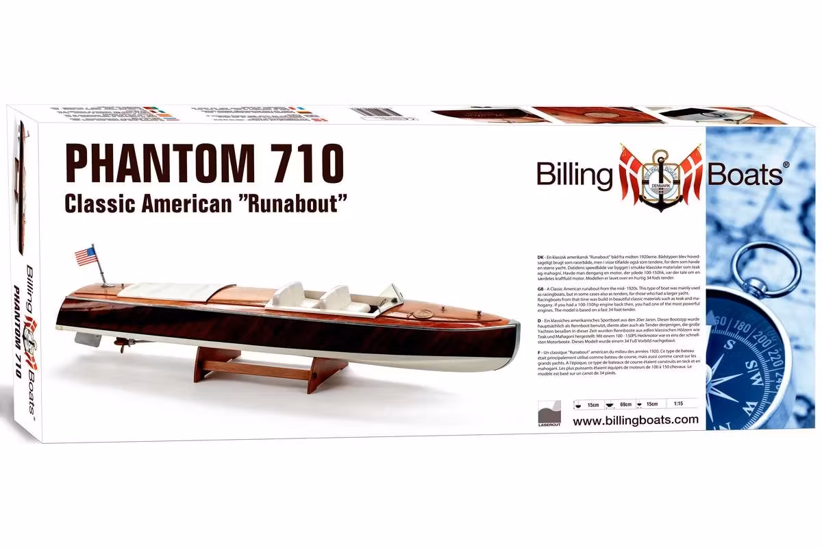 Skala 1/15 Building kit - Phantom 710 Classic American "Runabout" - fr Billing Boats - Wooden hull