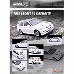 Skala 1/64 Ford Escort RS Cosworth, OZ Rally Wheels, White LHD fr Inno64