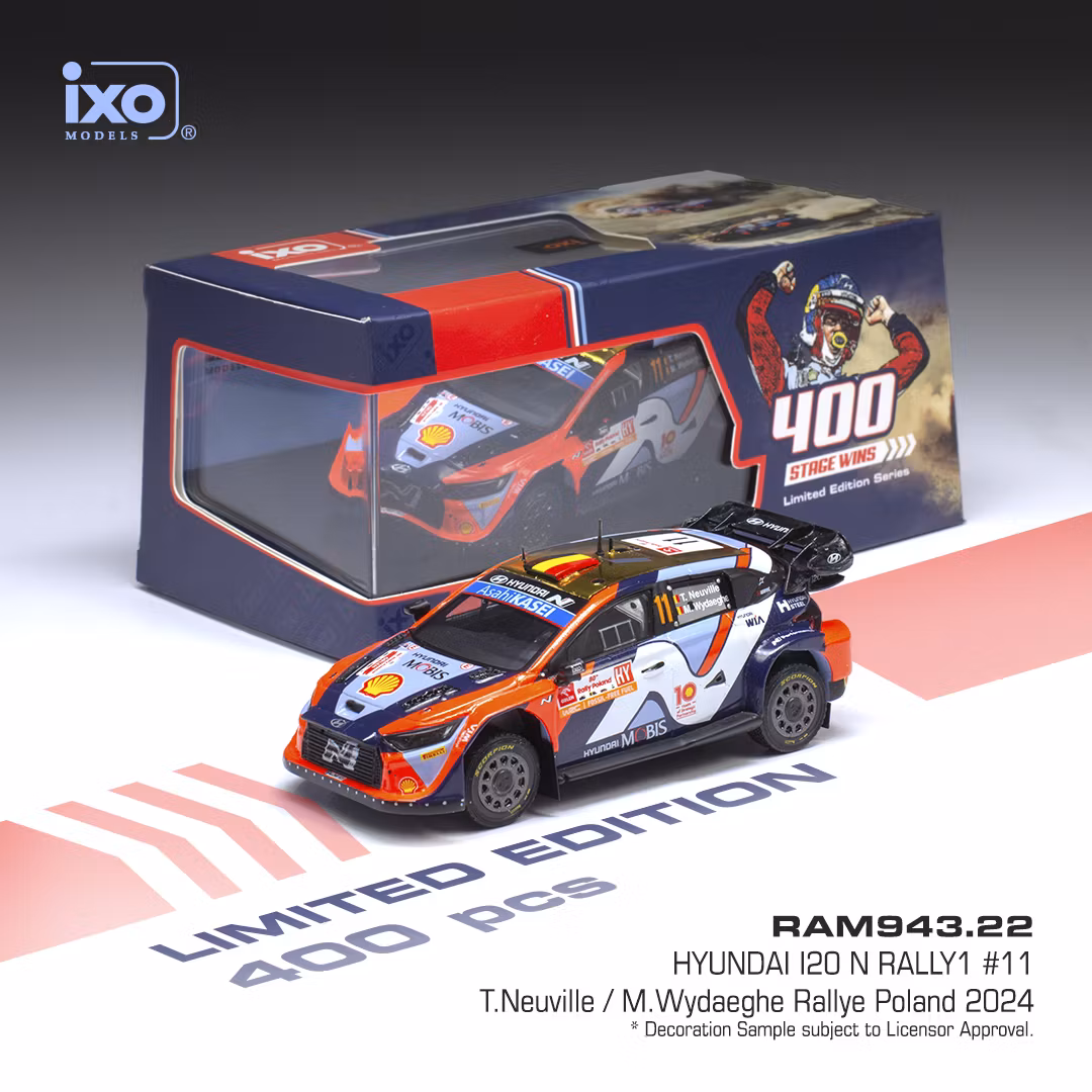 Skala 1/43 "400" stage wins - Hyundai i20 N Rally1 #11 Rally Poland 2024 fr IXO Models Limited edition RAM943.22