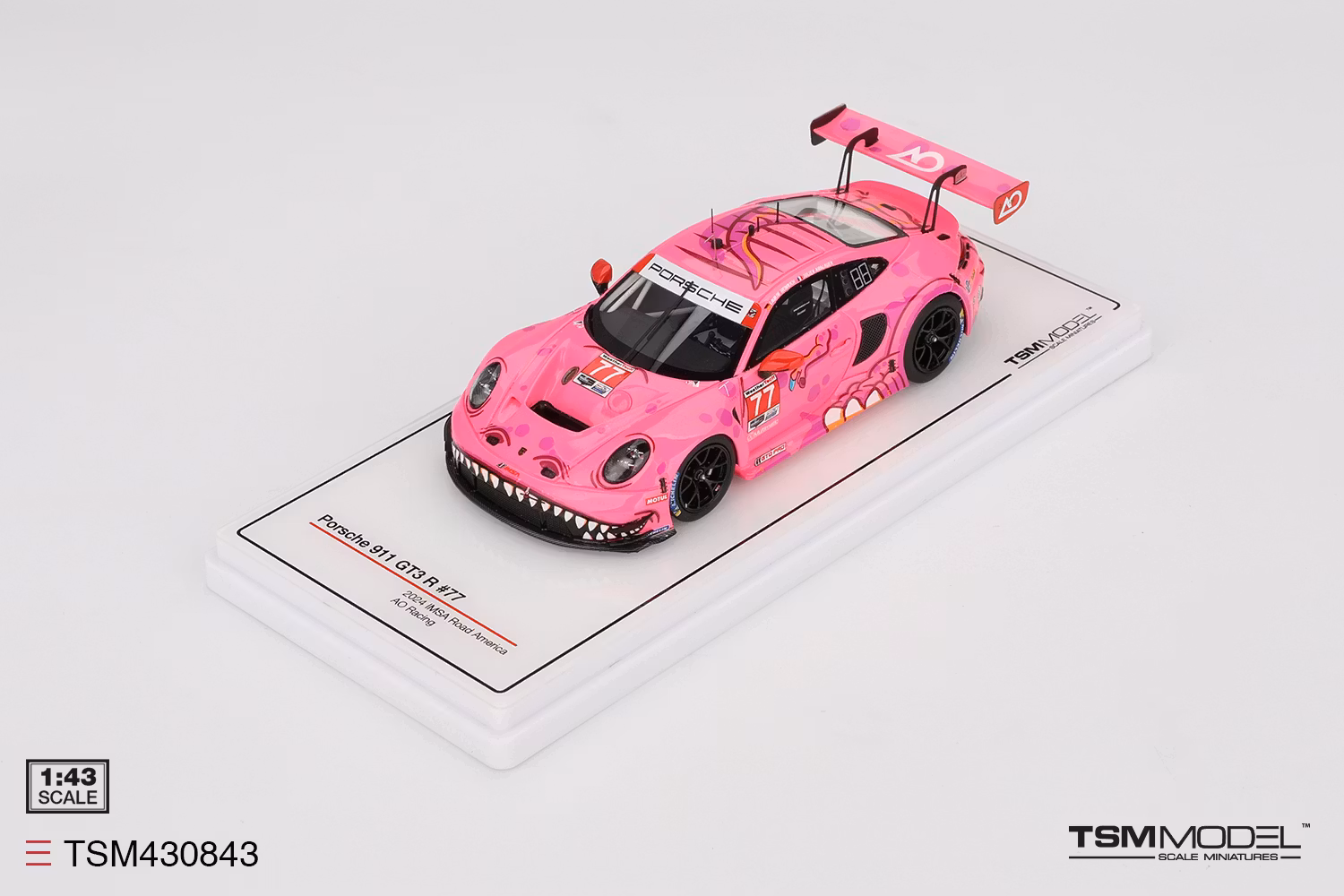 Skala 1/43 Porsche 911 GT3 R #77 AO Racing 2024 IMSA Road America fr TSM Model
