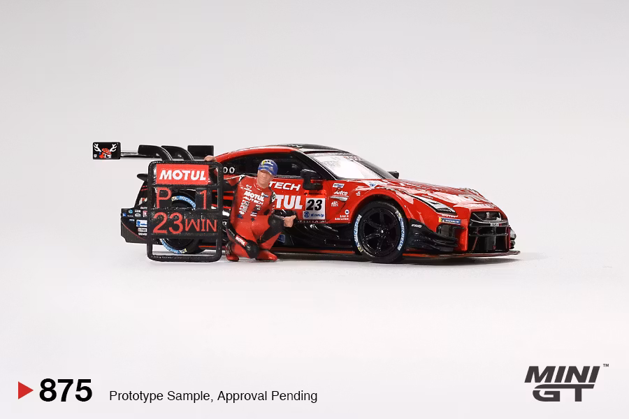 Skala 1/64 Nissan GT-R NISMO #23 "MOTUL AUTECH GT-R 2021" SUPER GT SERIES Suzuka winner W/ Matsuda Figure Tsugio Matsuda Collection No.2 fr Mini GT