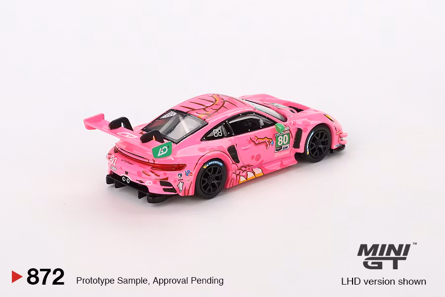 Skala 1/64 Porsche 911 GT3 R #80 AO Racing 2023 IMSA VIRginia Roxy fr MINI GT (872)