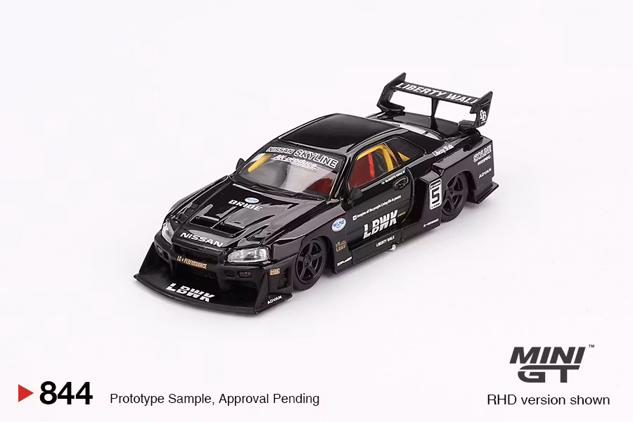 Skala 1/64 Nissan LB-ER34 Super Silhouette SKYLINE Black fr MINI GT (844)