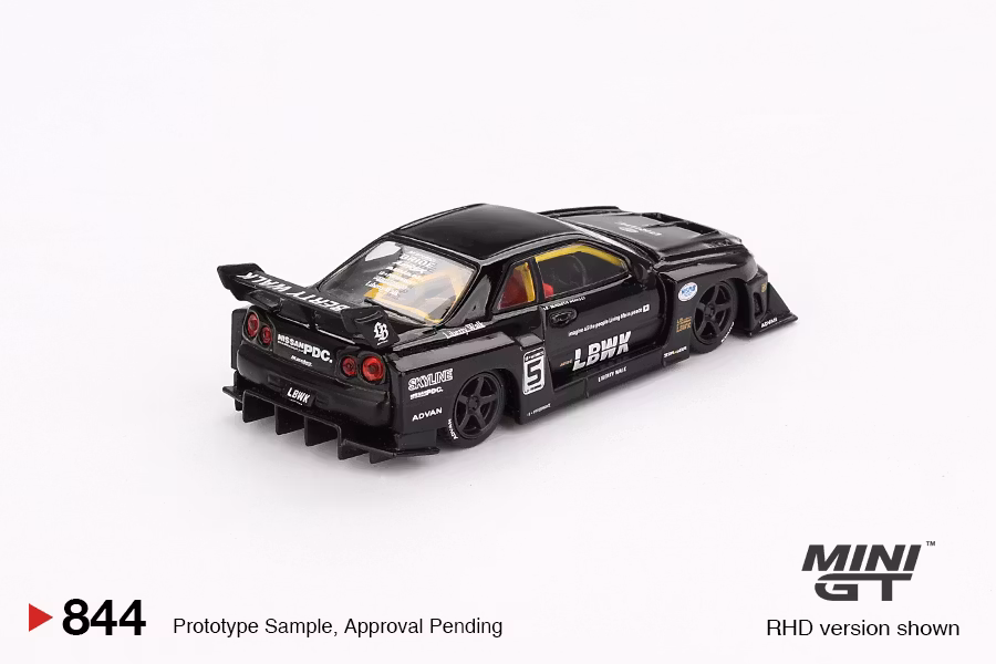 Skala 1/64 Nissan LB-ER34 Super Silhouette SKYLINE Black fr MINI GT (844)