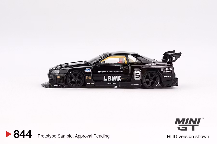 Skala 1/64 Nissan LB-ER34 Super Silhouette SKYLINE Black fr MINI GT (844)