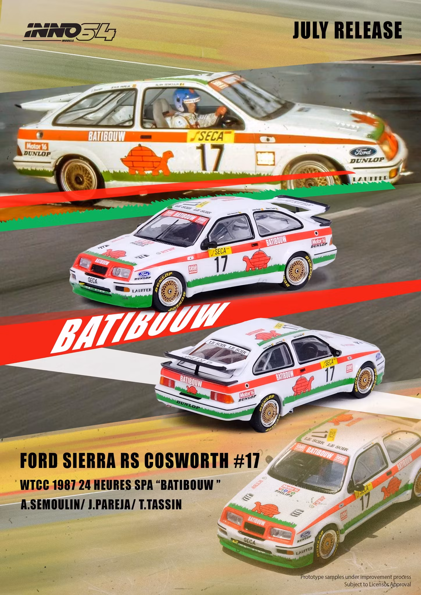 Skala 1/64 Ford Sierra RS Cosworth #17 WTCC 1984 Spa 24 Hours fr Inno64
