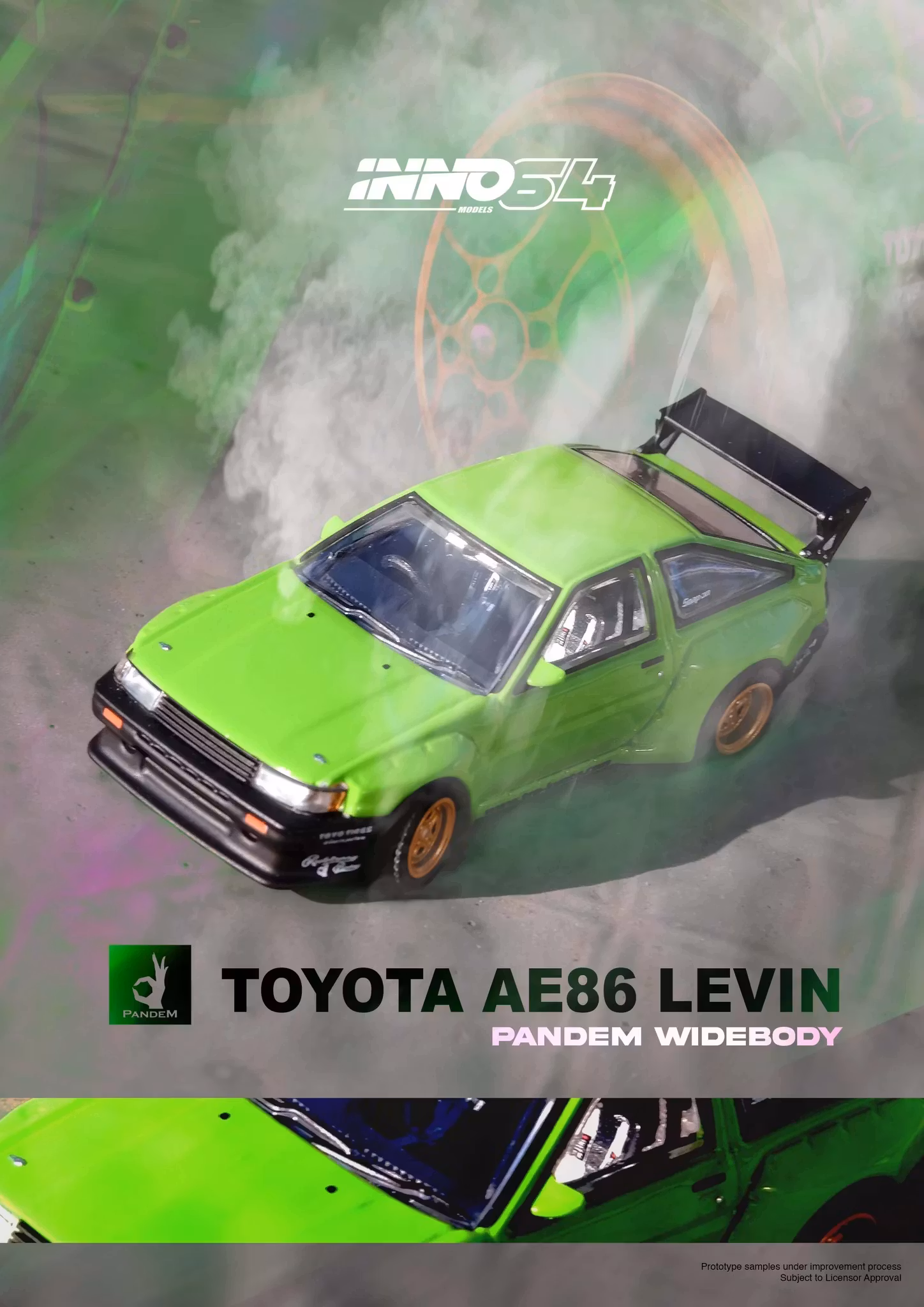 Skala 1/64 Toyota AE86, Pandem Rocket Bunny, Green fr Inno64