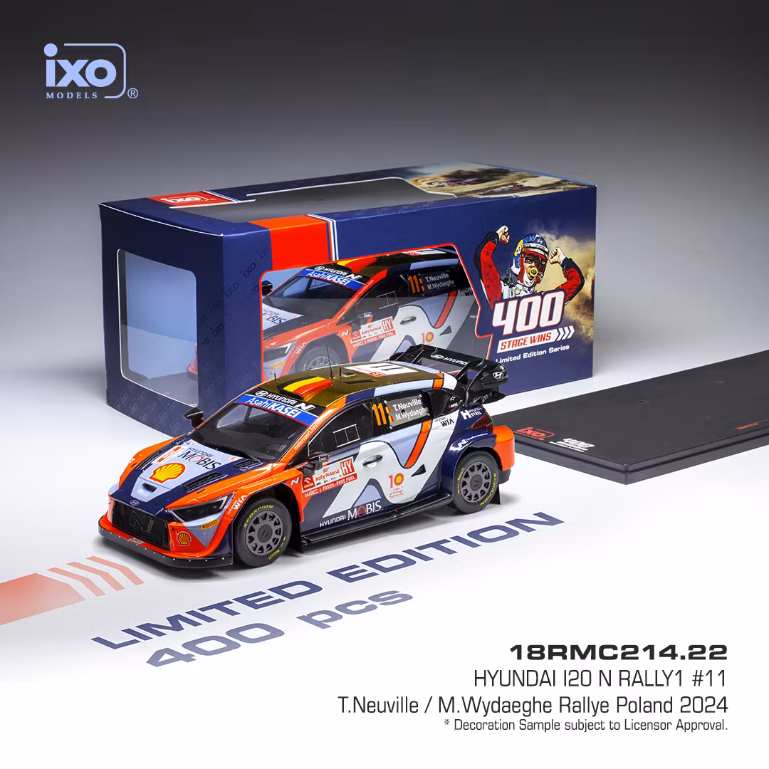 Skala 1/18 Hyundai i20N Rally1 #11 Rallye Poland 2024 "400 Stage Wins"- Limited Edition fr IXO Models