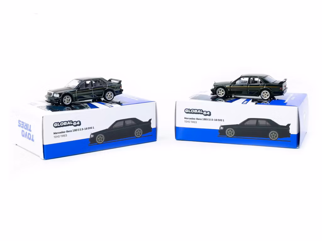 Skala 1/64 Mercedes-Benz 190 E 2.5-16 EVO 1 TOYO TIRES fr TARMAC Global64
