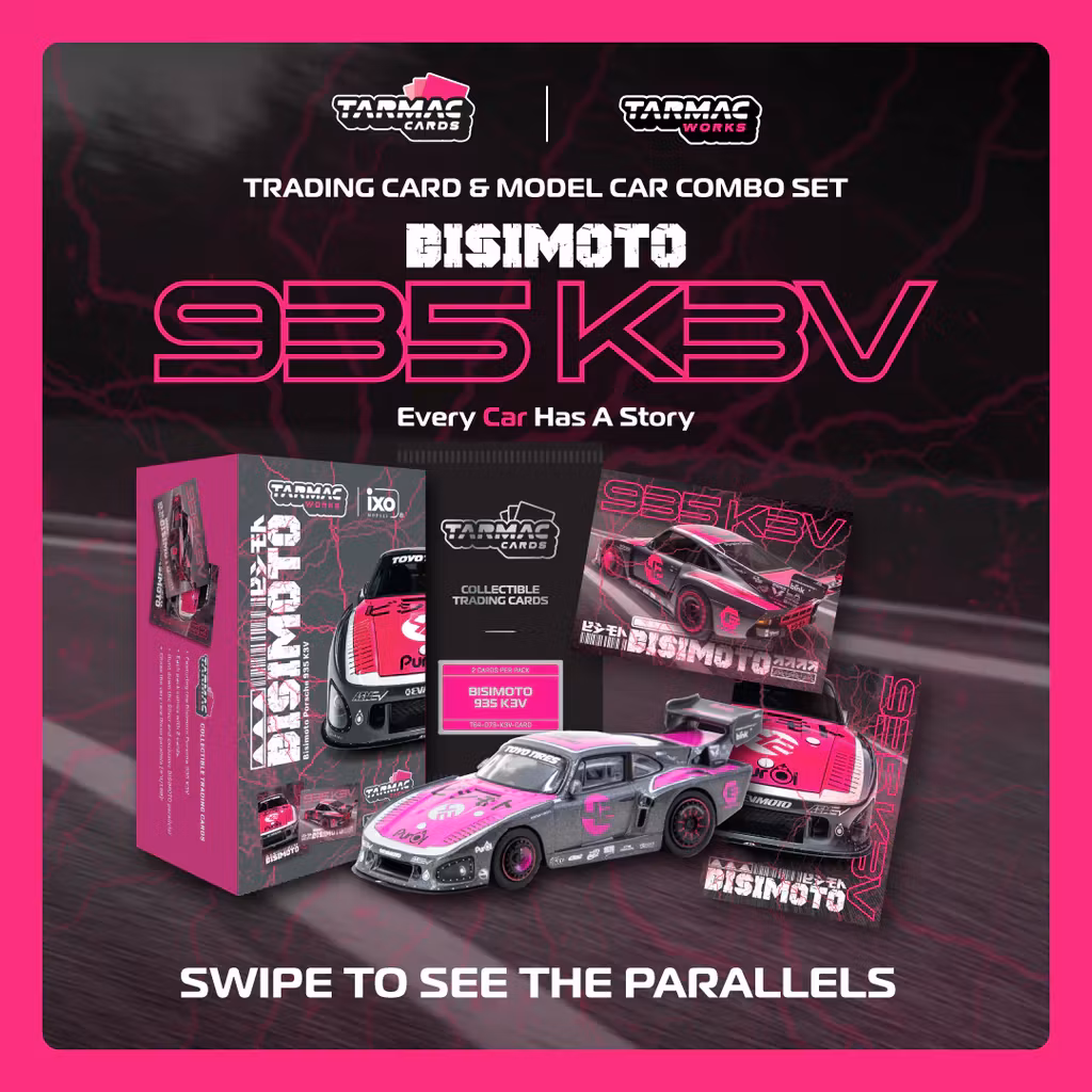 Skala 1/64 Bisimoto Porsche 935 K3V with Tarmac Cards Combo Set fr TARMAC Works & iXO