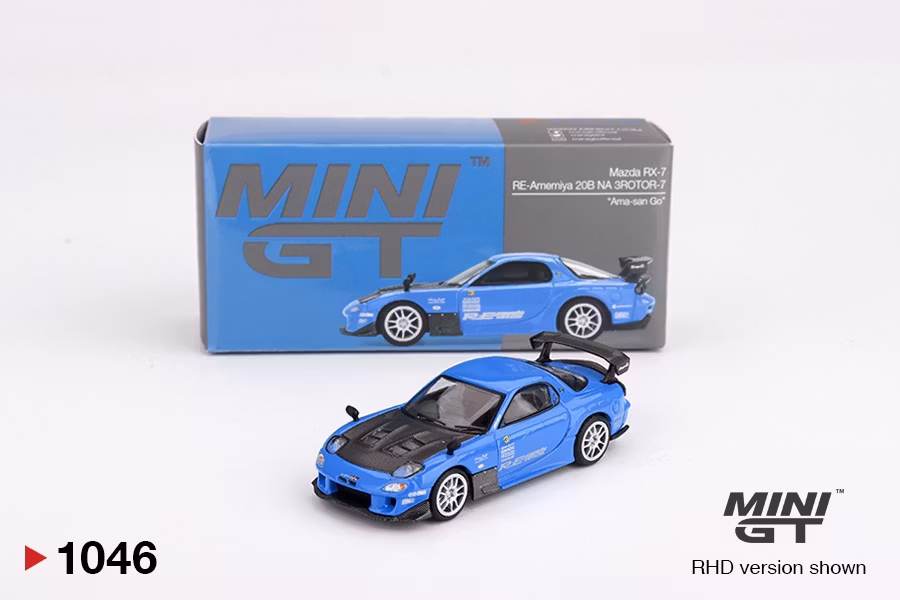 Skala 1/64 Mazda RX-7 RE-Amemiya 20B NA 3ROTOR-7 “Ama-san Go” fr MINI GT (GT1046)