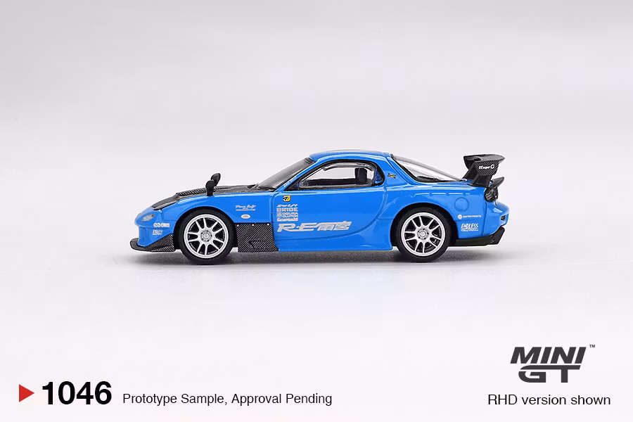 Skala 1/64 Mazda RX-7 RE-Amemiya 20B NA 3ROTOR-7 “Ama-san Go” fr MINI GT (GT1046)