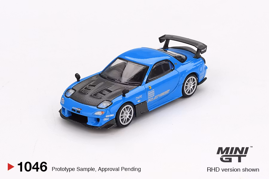 Skala 1/64 Mazda RX-7 RE-Amemiya 20B NA 3ROTOR-7 “Ama-san Go” fr MINI GT (GT1046)