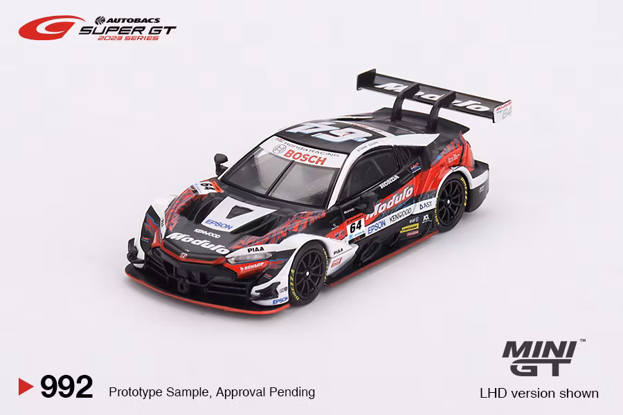 Skala 1/64 Honda NSX-GT "Type S" GT500 #64 "Modulo NSX-GT" Modulo Nakajima Racing 2023 SUPER GT Series fr MINI GT (992)