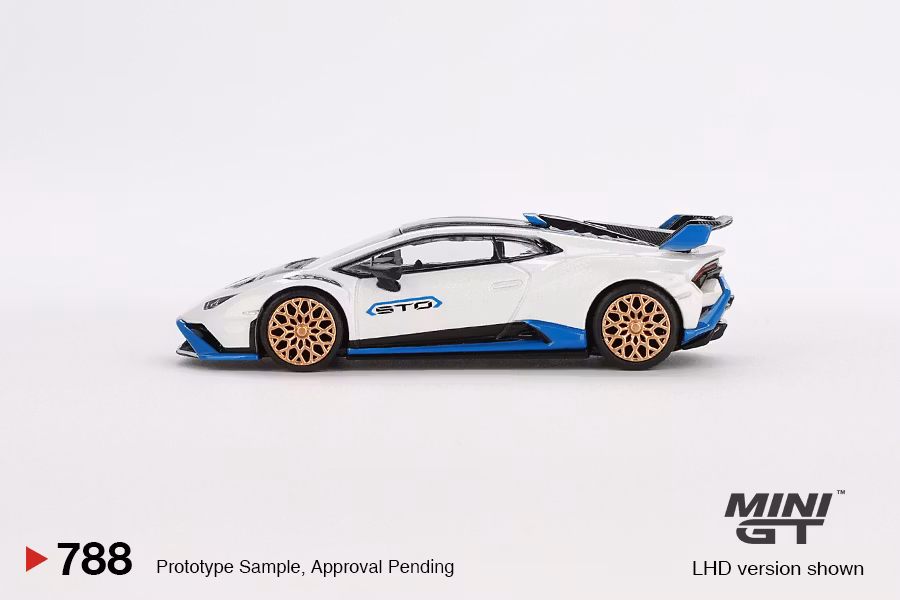 Skala 1/64 Lamborghini Huracán STO Bianco Asopo fr MINI GT (GT788)