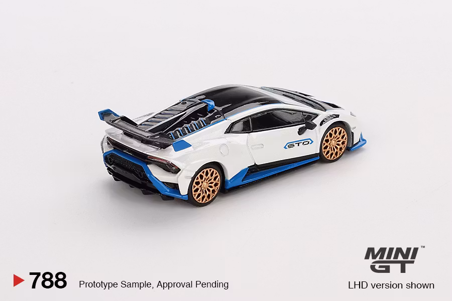 Skala 1/64 Lamborghini Huracán STO Bianco Asopo fr MINI GT (GT788)