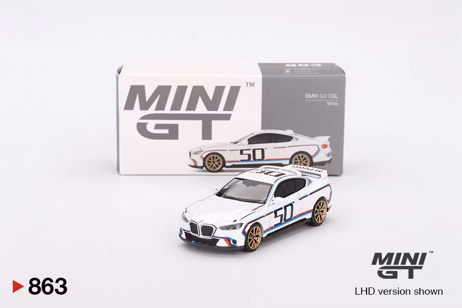 Skala 1/64 BMW 3.0 CSL White fr MINI GT (GT863)