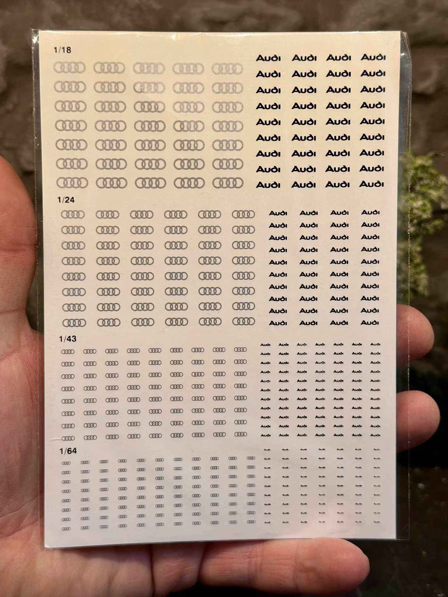 Dekaler: AUDI i skalorna 1/18, 1/24, 1/43 & 1/64