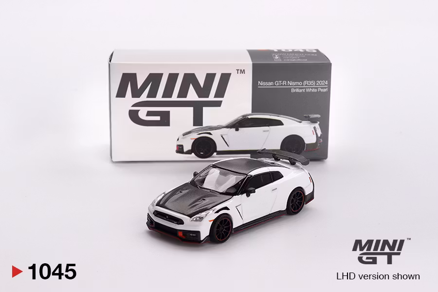 Skala 1/64 Nissan GT-R Nismo 2024 Brilliant White Pearl  fr MINI GT (GT1045)