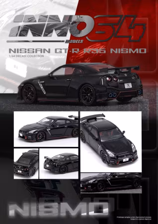 Skala 1/64 Nissan Skyline GT-R R35 Nismo, black fr Inno64