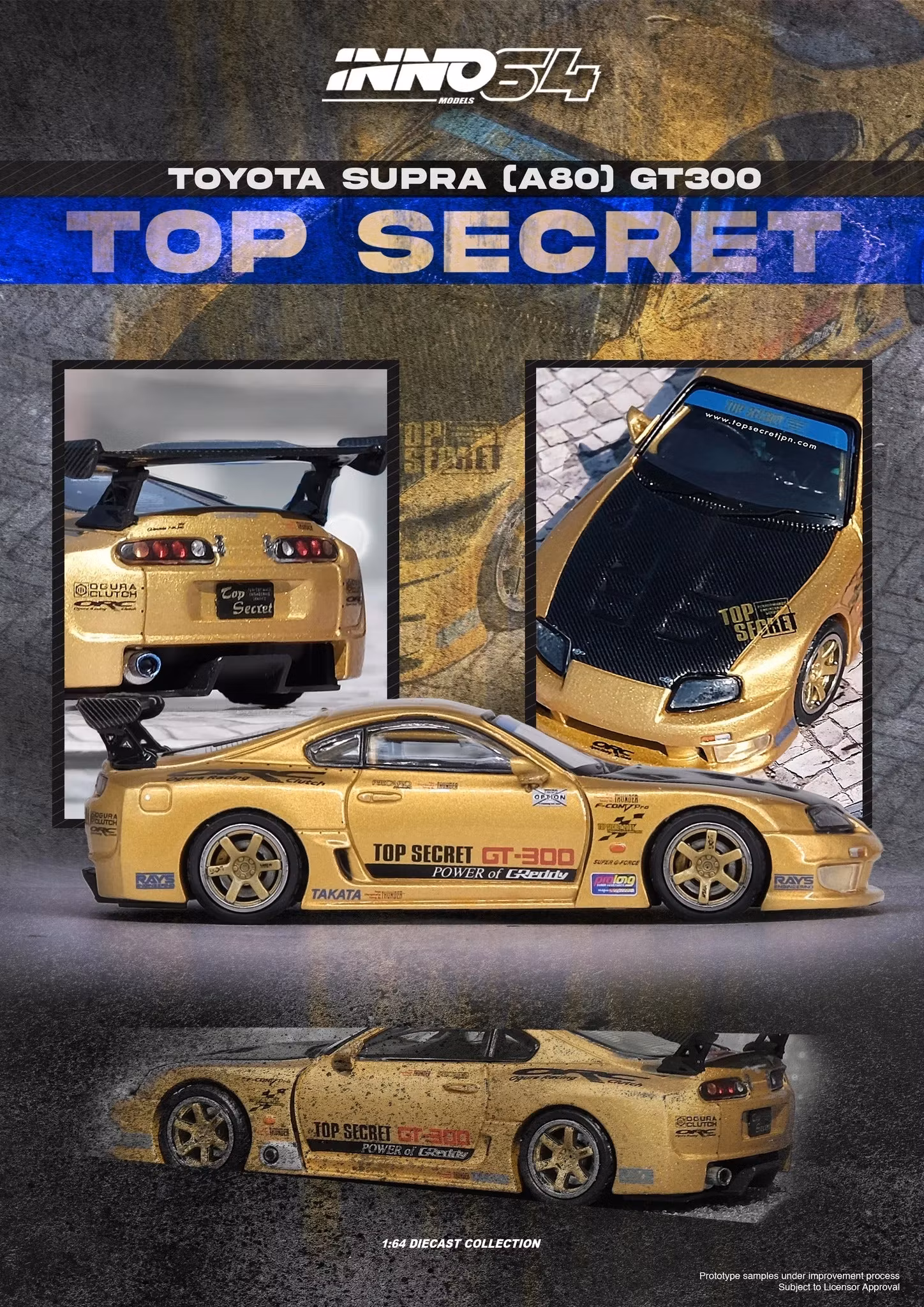 Skala 1/64 Toyota Supra (A80) Top Secret GT300 fr Inno64