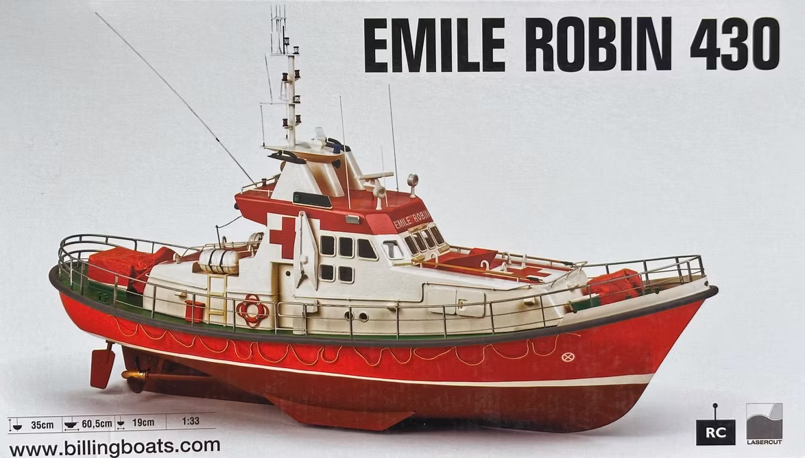 Skala 1/33 Building kit Emile Robin BB430 - fr Billing Boats - plastic hull