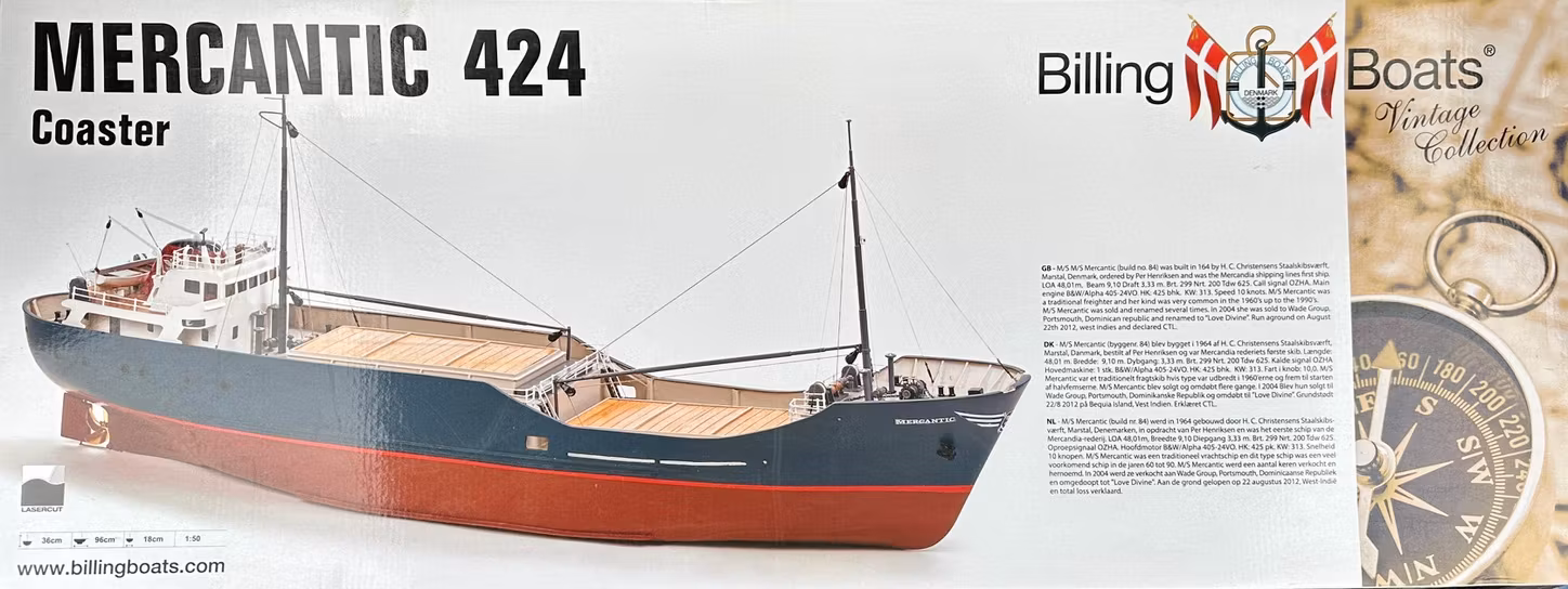 Skala 1/50 Building kit Mercantic BB424 Coaster - fr Billing Boats - Wodden hull